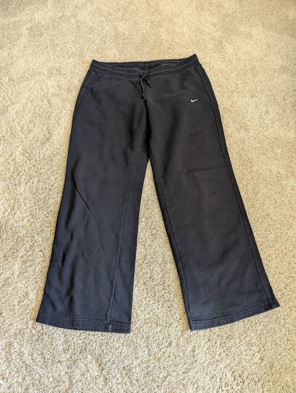 Nike Navy Drawstring Wide-Leg Cotton Sweatpants - Large